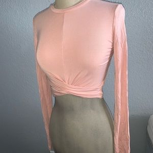 H&M Baby pink long sleeved crop top